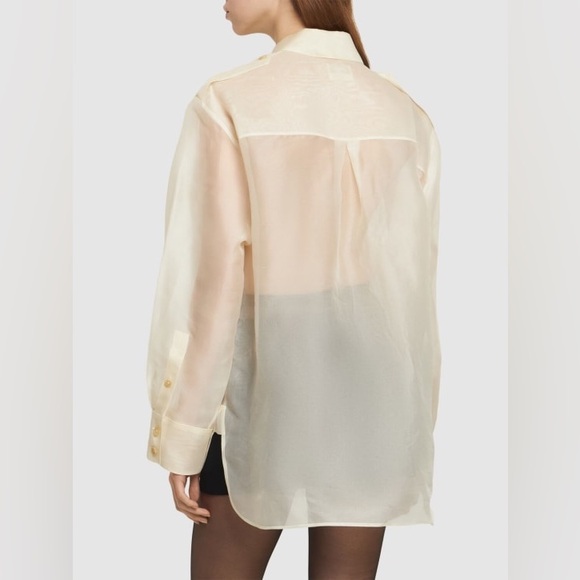 KHAITE The Noir Silk Shirt in Cream - Picture 2 of 10